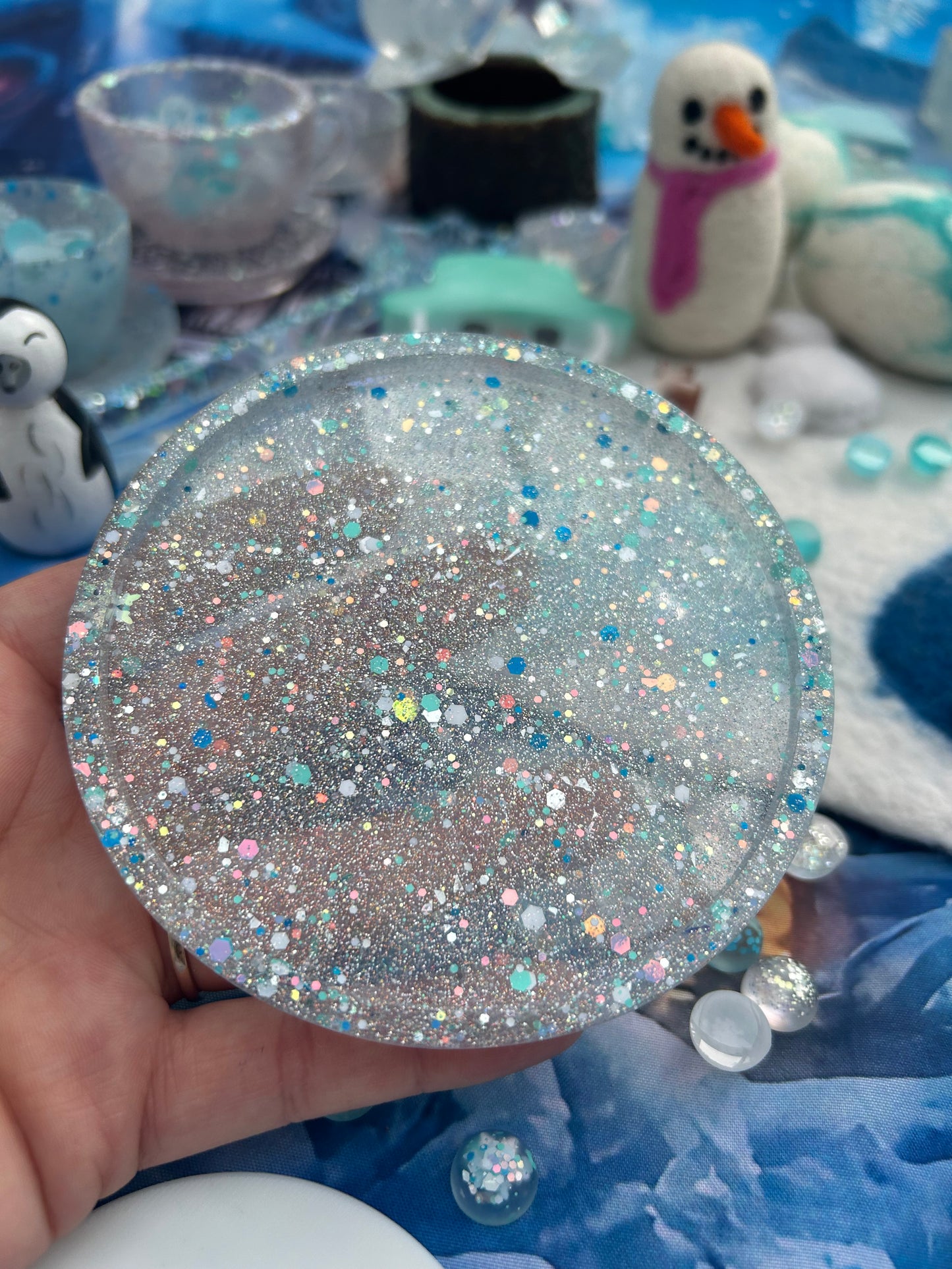 Round holographic Ice rink / icy puddle