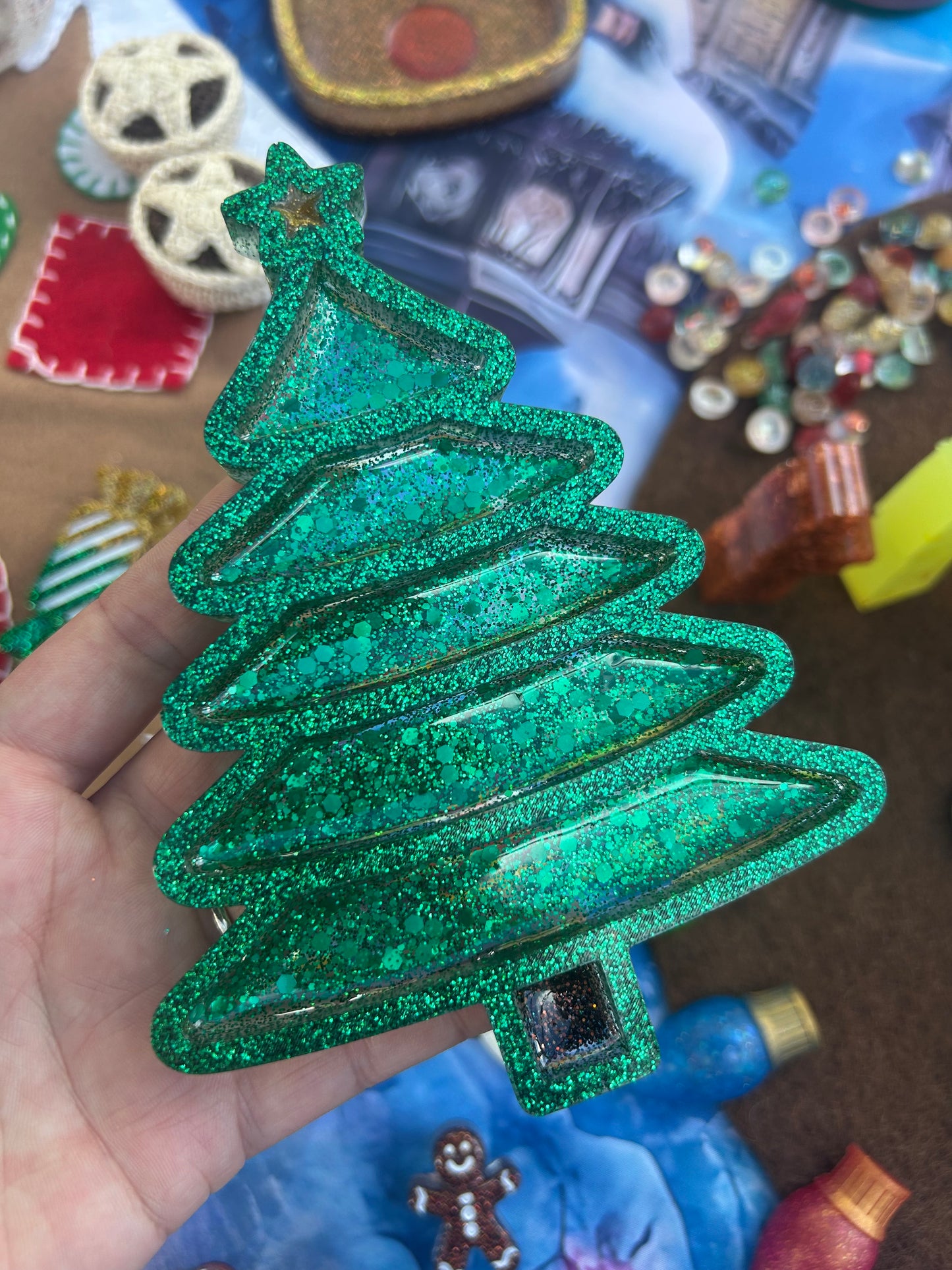 Christmas tree sensory tray