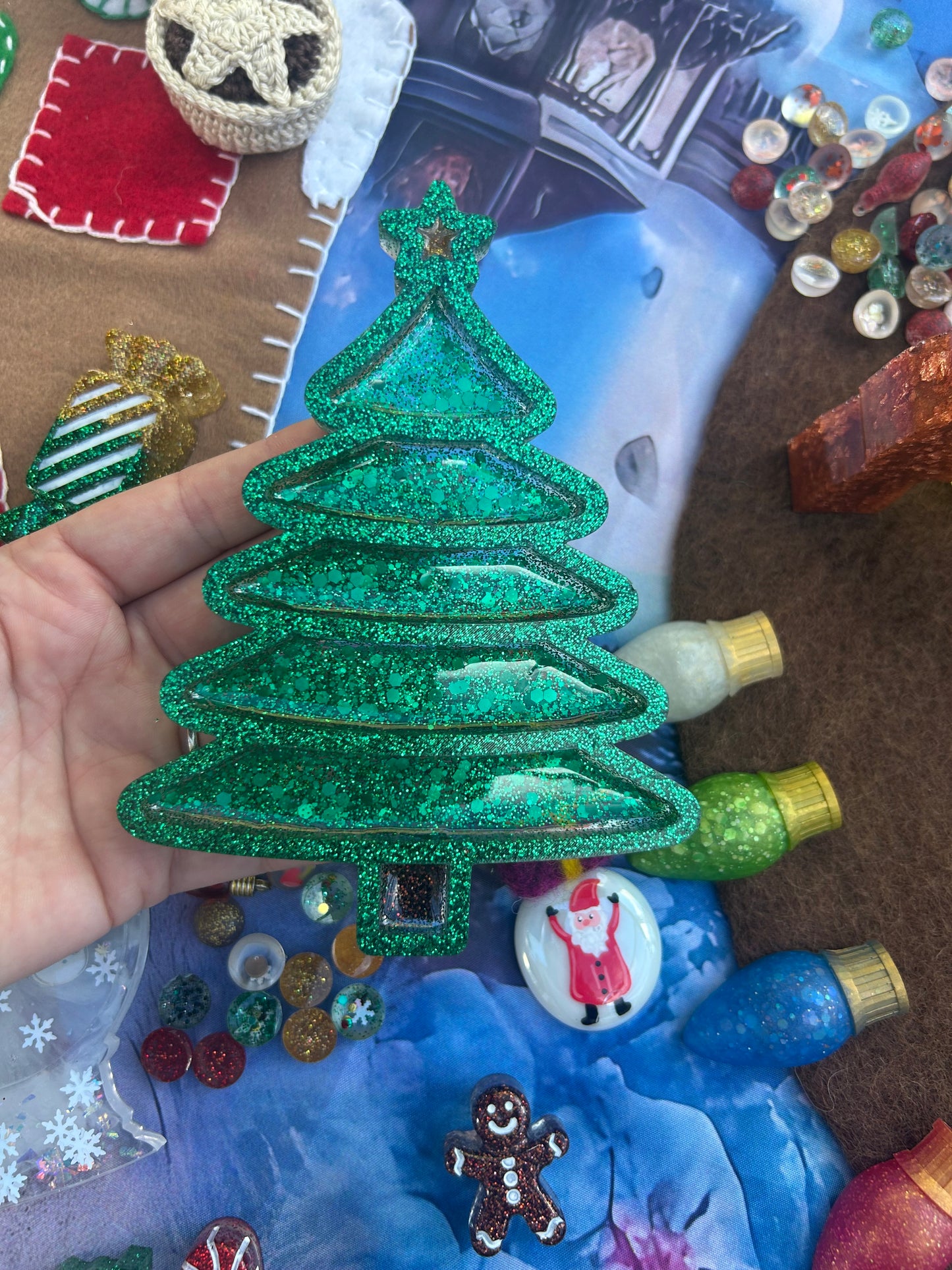 Christmas tree sensory tray
