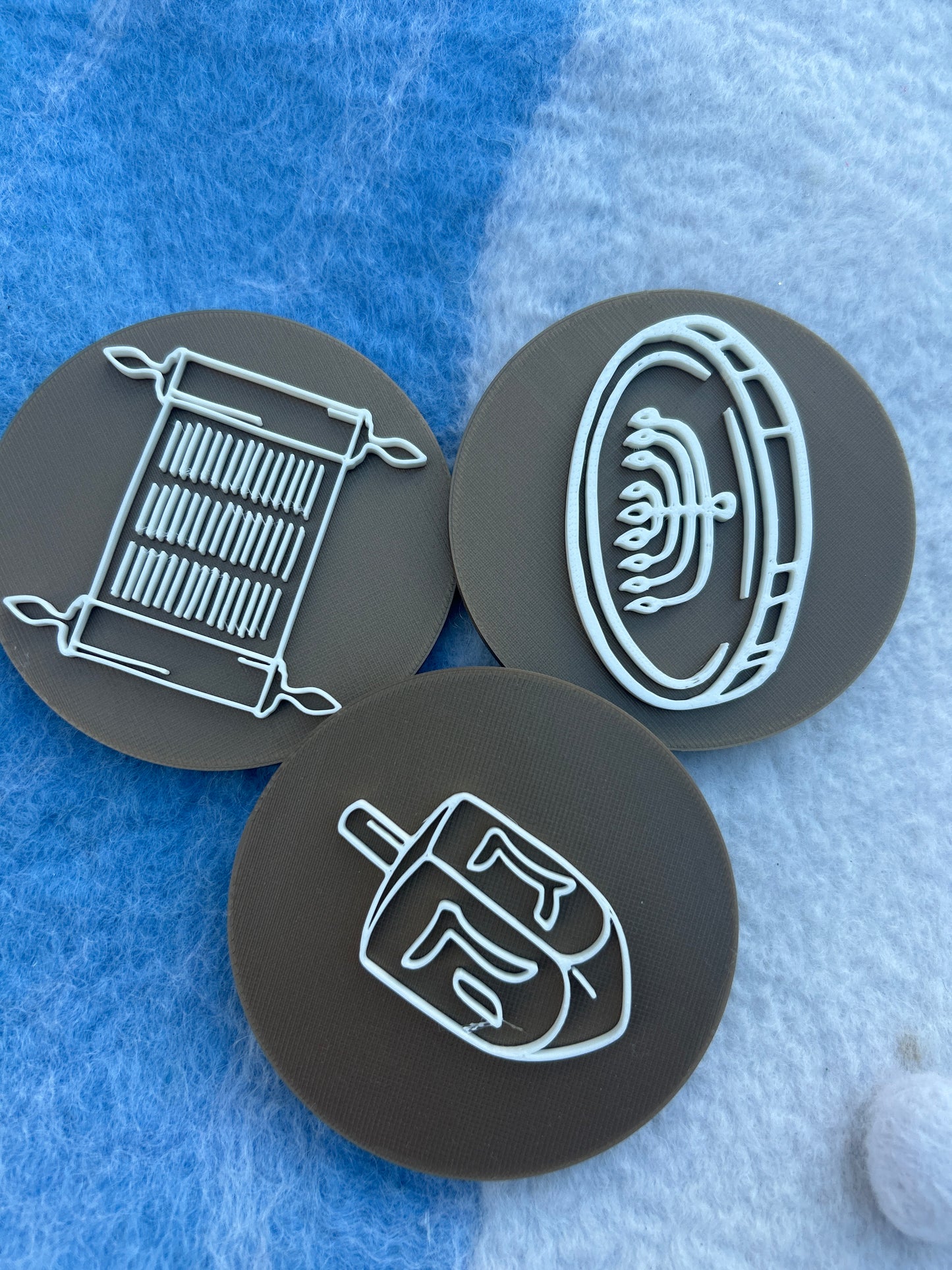Ready made 3d printed Hanukkah playdough stamps (3)