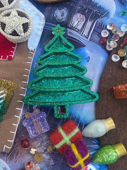 Christmas tree sensory tray