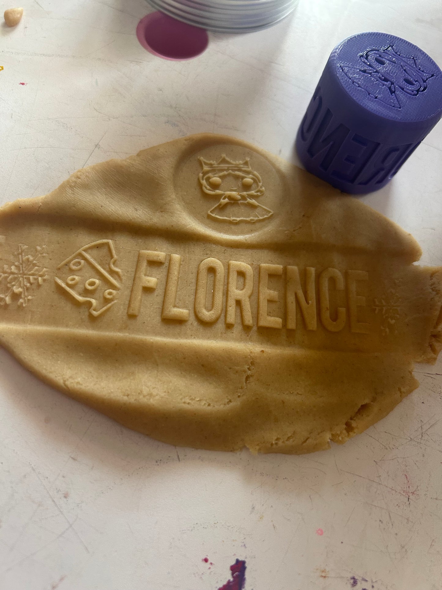 Custom name 3D printed playdough roller