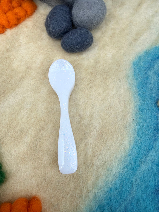 Ready made stirring spoon - white sparkle