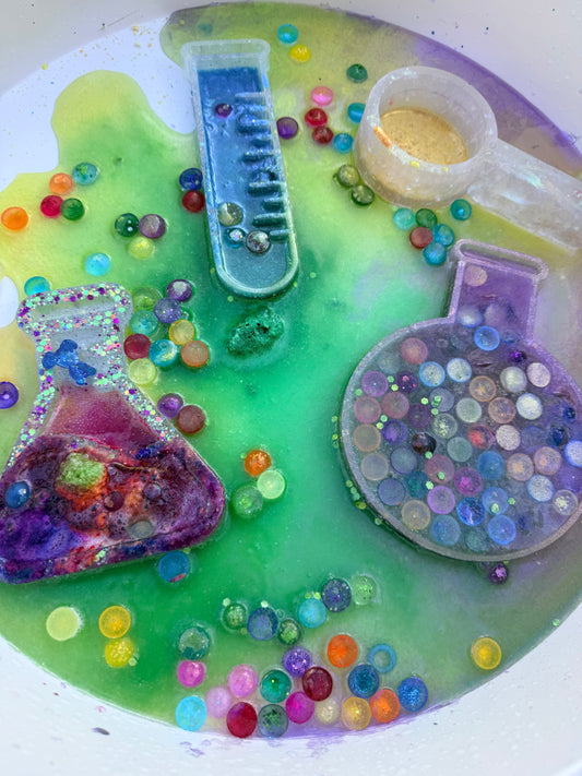 Science beakers sensory tray