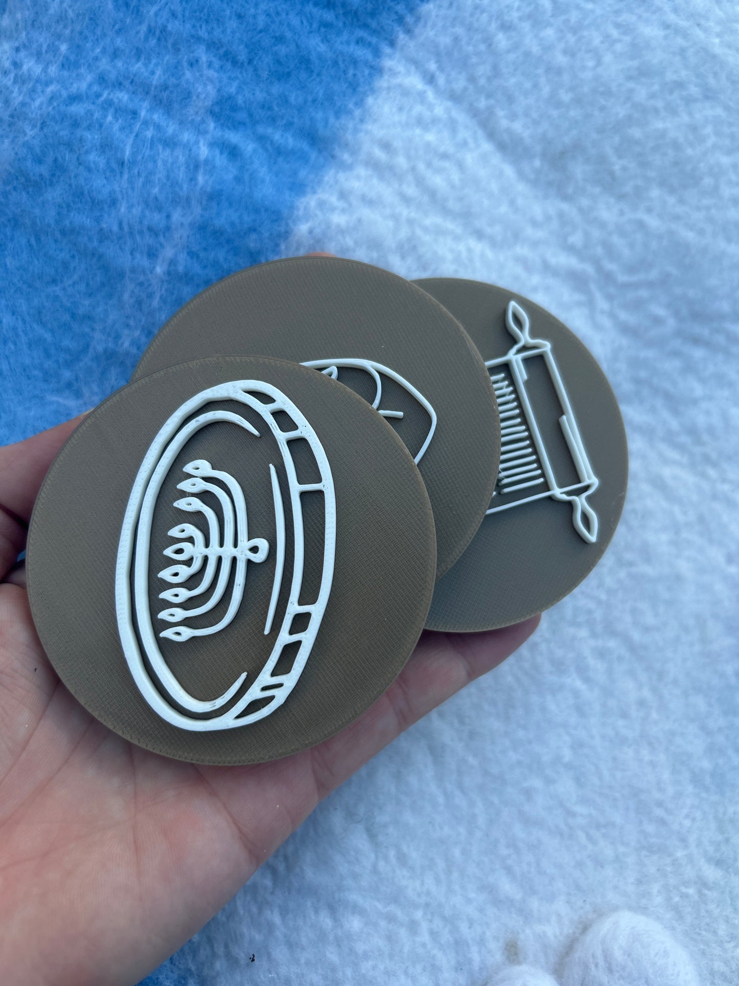 Ready made 3d printed Hanukkah playdough stamps (3)
