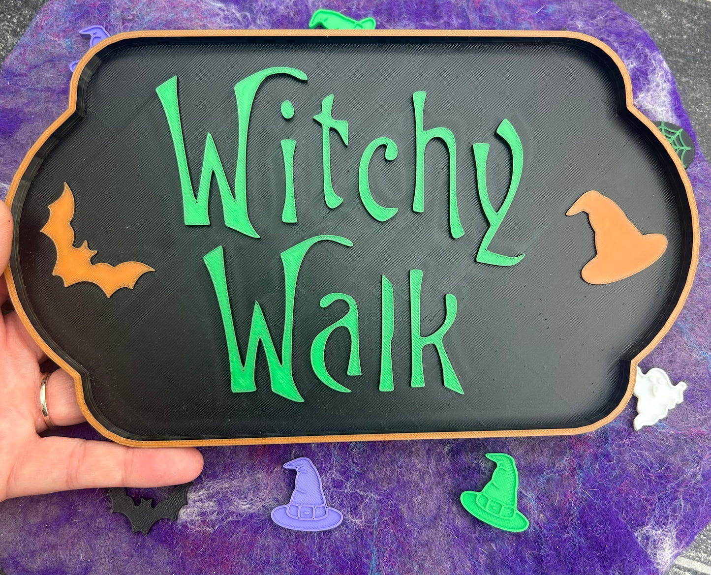3D printed halloween road sign decor